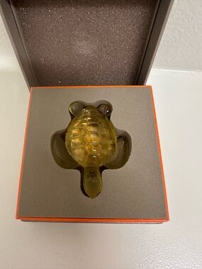 Authentic Daum Crystal Turtle - Yellowish/Green Figurine